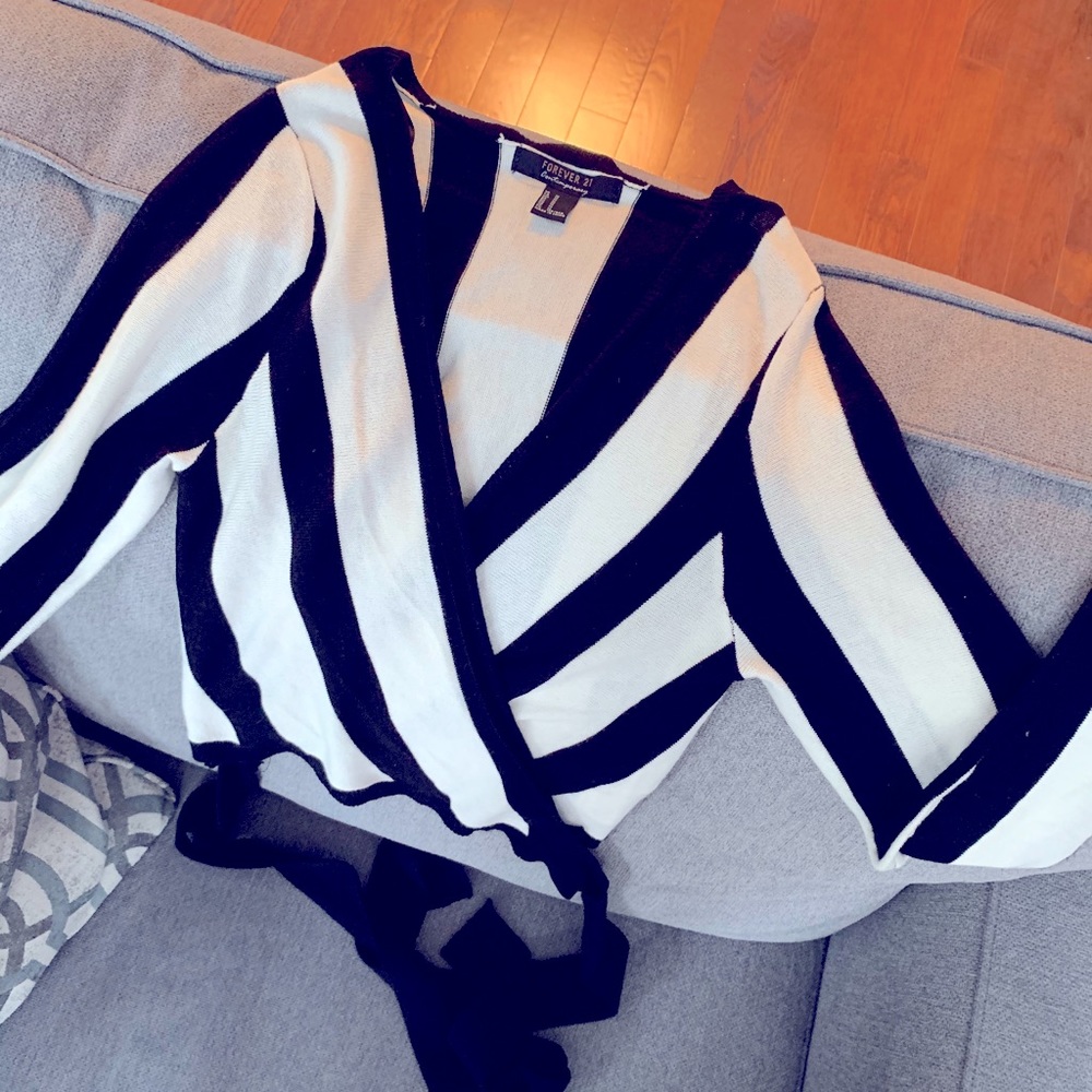 Forever 21 Striped Wrap Sweater